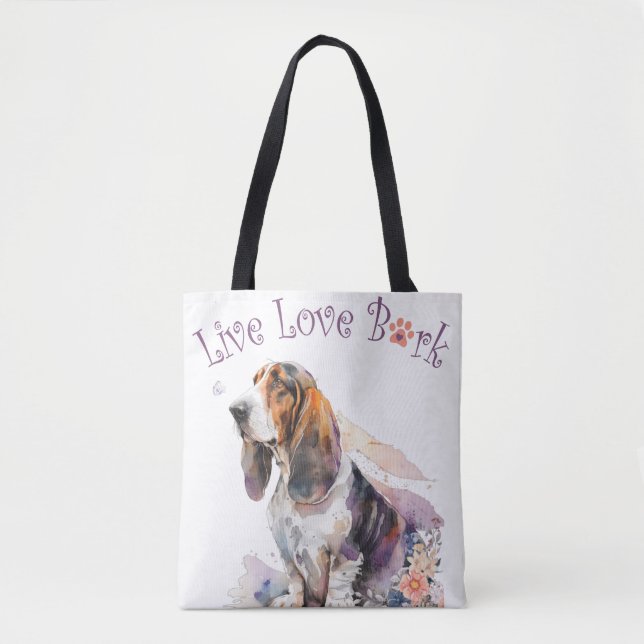 Basset Hound Dog Mum Floral Tote Bag (Front)