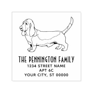 Basset Hound Dog Name Return Address Self-inking Stamp