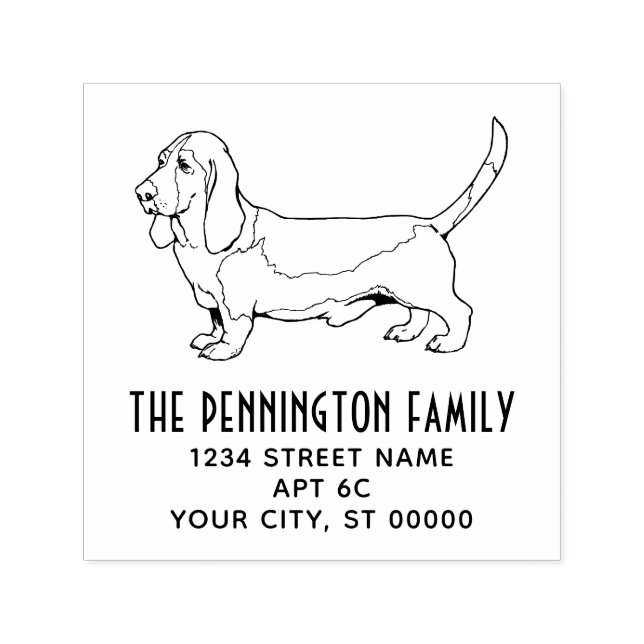 Basset Hound Dog Name Return Address  Self-inking Stamp (Design)