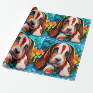 Basset hound dog pattern Wrapping Paper