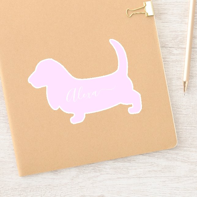 basset hound dog personalized your name sticker (Notebook)