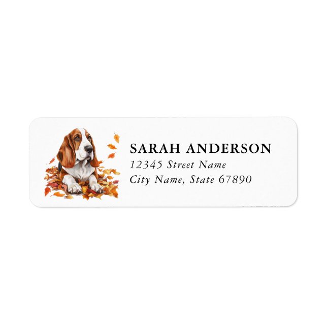 Basset Hound Dog Return Address Labels (Front)
