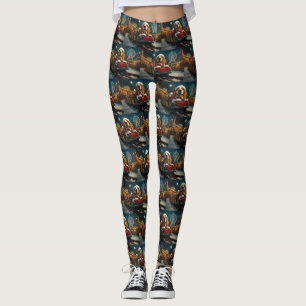 Basset Hound Dog Roller Coaster Christmas Leggings