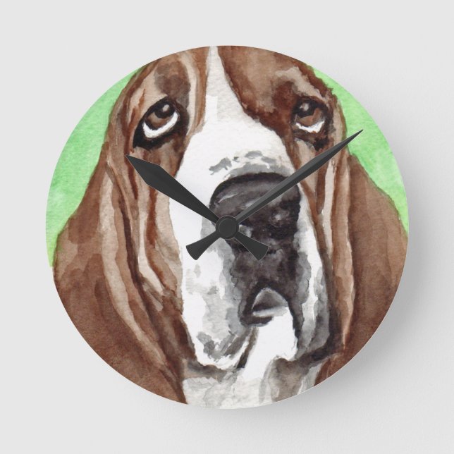 Basset Hound Dog Round Clock (Front)
