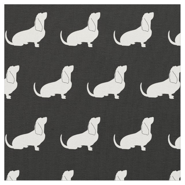 Basset Hound Dog Silhouette Pet Fabric (Close Up)