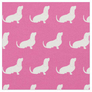 Basset Hound Dog Silhouette Pet Pink Fabric