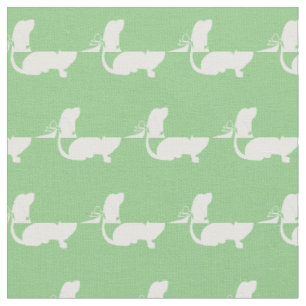 Basset Hound Dog Silhouette Pet Sage Green Fabric