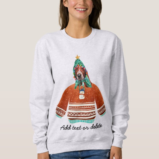 Basset Hound Dog Ugly Christmas Dog Mum Sweatshirt (Front)