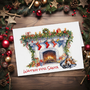 Basset Hound Dog Waiting for Santa