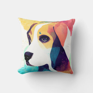 Basset Hound Dog Wild Nature Animal Color Painting Cushion