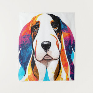 Basset Hound Dog Wild Nature Animal Color Painting Tapestry