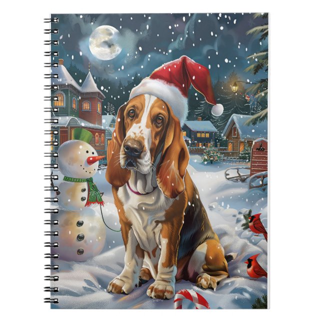 Basset Hound Dog Winter Wonderland Christmas Joy Notebook (Front)