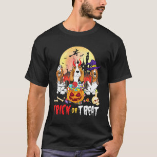 Basset Hound Dogs Dancing Happy Halloween Day Tric T-Shirt