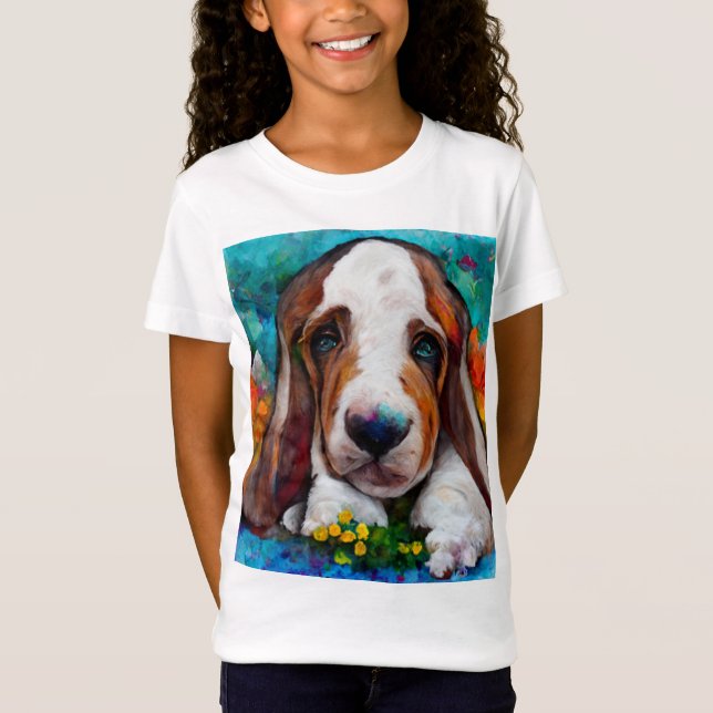 Basset hound  dogs girls T-Shirt (Front)