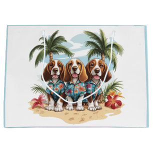 Basset Hound Dogs Hawaiian Shirts Large Gift Bag