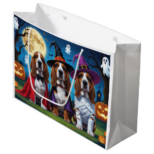Basset Hound Dogs Pumpkin Halloween Funny Large Gift Bag