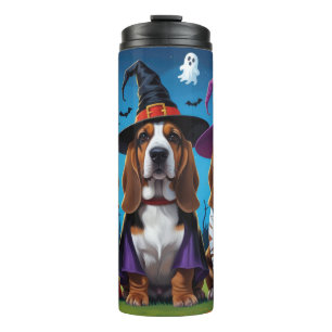 Basset Hound Dogs Pumpkin Halloween Funny Thermal Tumbler
