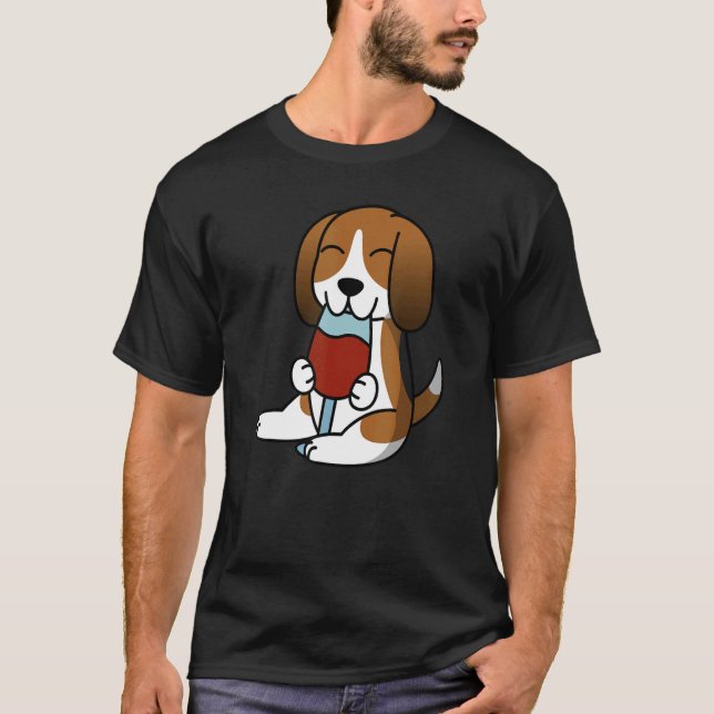 Basset Hound Drinking Wine Dog T-Shirt (Front)