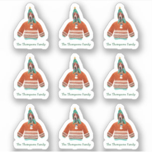 Basset Hound Family Ugly Christmas Sweater Sticker