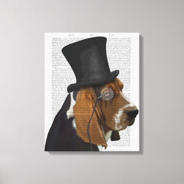 Basset Hound, Formal Hound and Hat Canvas Print (Front)