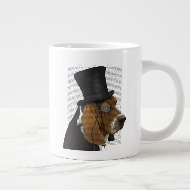 Basset Hound, Formal Hound and Hat Large Coffee Mug (Right)