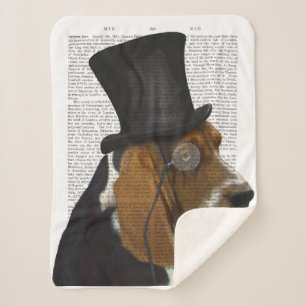 Basset Hound, Formal Hound and Hat Sherpa Blanket