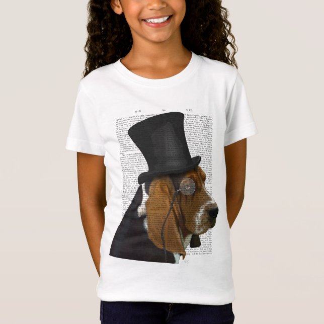 Basset Hound, Formal Hound and Hat T-Shirt (Front)