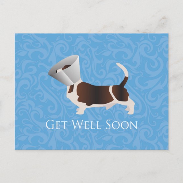 Basset Hound Get Well Soon Design Postcard (Front)