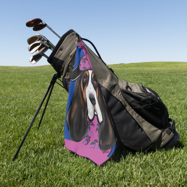 Basset Hound Golf Towel (Green)