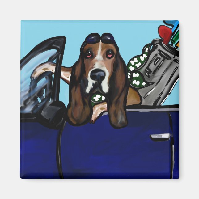 BASSET HOUND GOLFER MAGNET (Front)