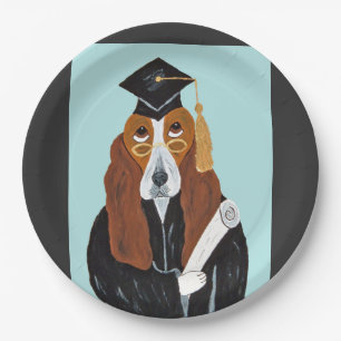 Basset Hound Graduate Paper Plate