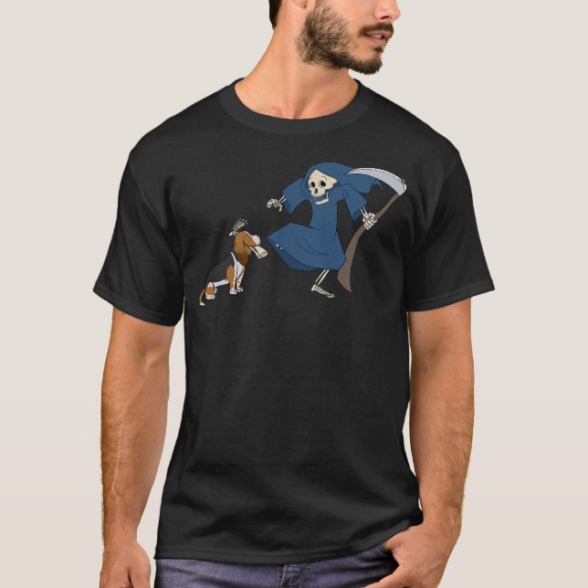 Basset Hound Grim Reaper Halloween Dog Shirt (Front)