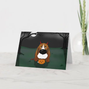 Basset Hound Halloween Card