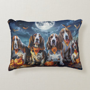 Basset Hound Halloween Spooky Decorative Cushion