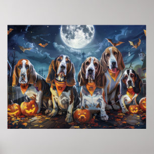 Basset Hound Halloween Spooky Poster
