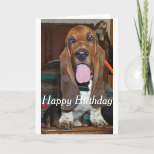 Basset hound Happy Birthday card
