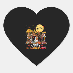 Basset Hound Happy Hallothanksmas Halloween Thanks Heart Sticker