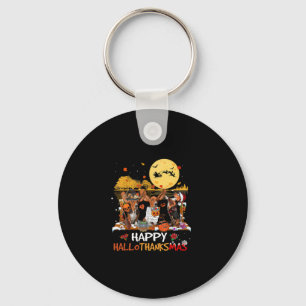 Basset Hound Happy Hallothanksmas Halloween Thanks Key Ring