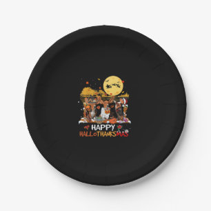 Basset Hound Happy Hallothanksmas Halloween Thanks Paper Plate