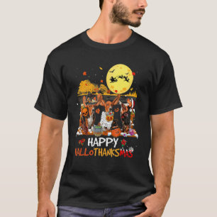 Basset Hound Happy Hallothanksmas Halloween Thanks T-Shirt