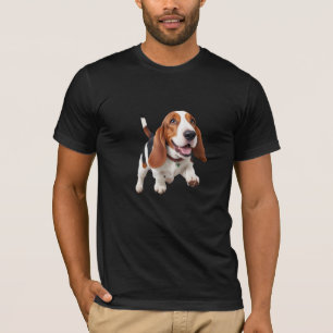 Basset Hound Happy Playful Fun Jumping In The Air T-Shirt