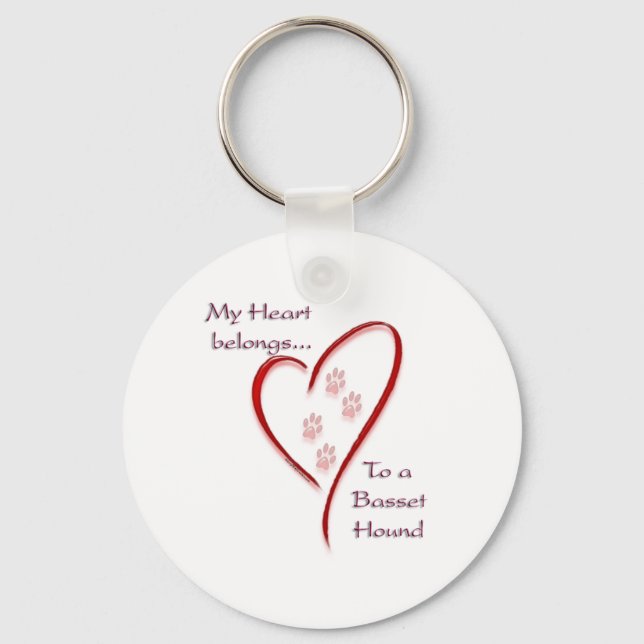 Basset Hound Heart Belongs Key Ring (Front)