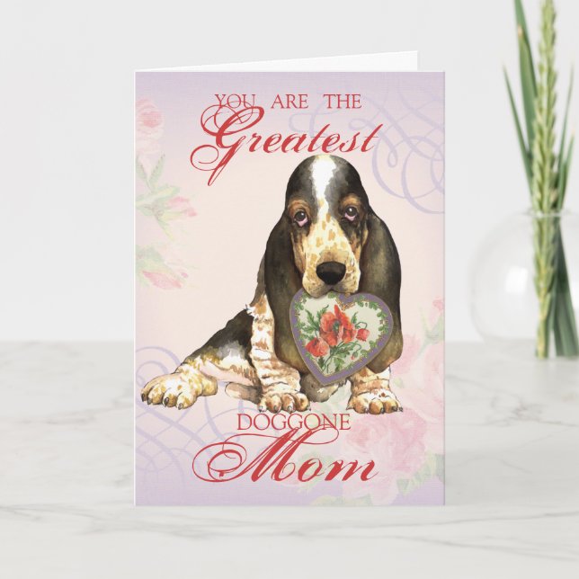 Basset Hound Heart Mum Card (Front)