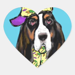 Basset Hound Heart Sticker