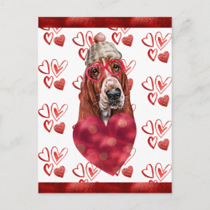 Basset Hound Hearts Dog Lover Valentine Gift Holiday Postcard