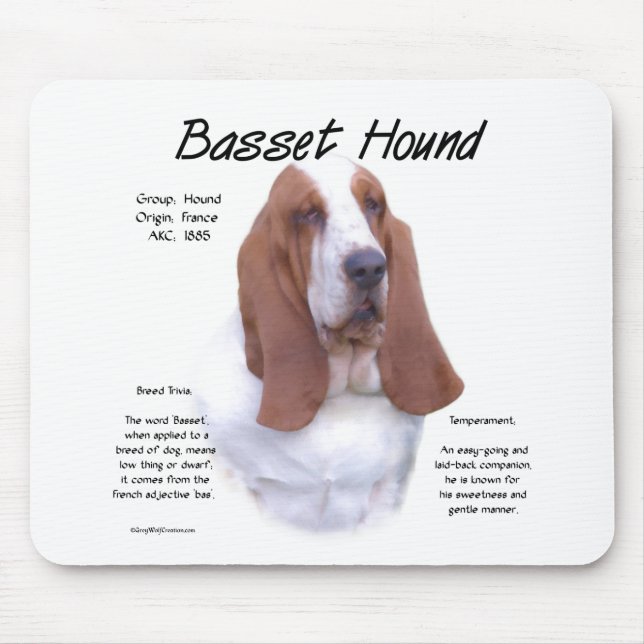 Basset Hound History; All About Basset Hounds Mouse Pad (Front)