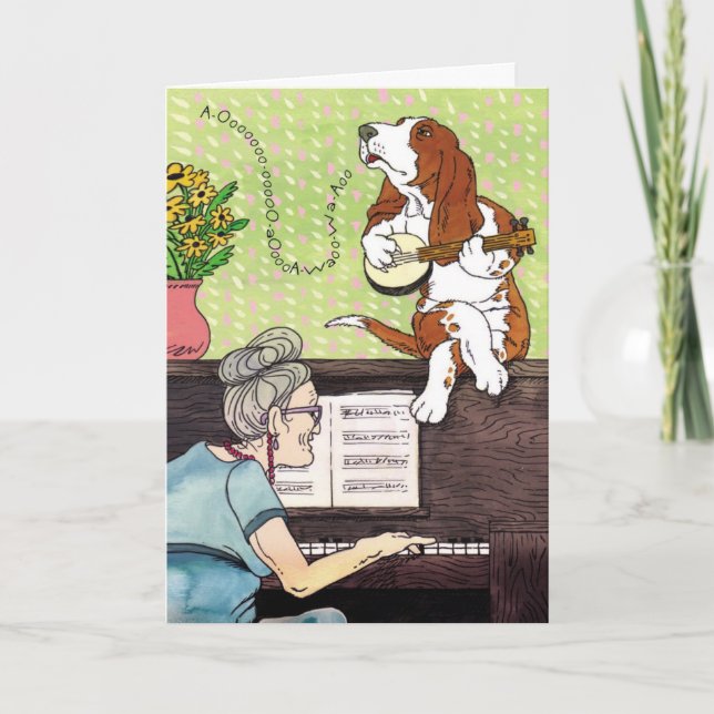 Basset Hound - Howling Birthday Card (Front)