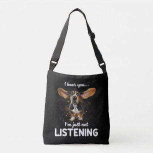 basset hound i hear you not listening crossbody bag