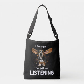 basset hound i hear you not listening crossbody bag