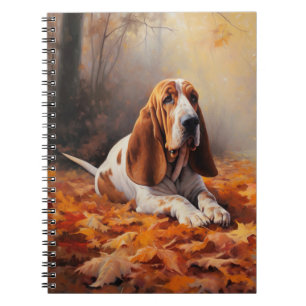 Basset Hound in Autumn Leaves Fall Inspire Notebook